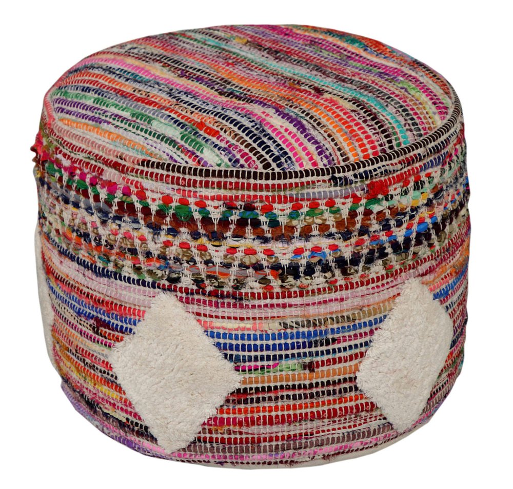 18" Rainbow Cylinder Geometric Pouf Ottoman