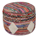 18" Rainbow Cylinder Geometric Pouf Ottoman