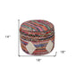 18" Rainbow Cylinder Geometric Pouf Ottoman