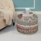 18" Rainbow And Gray Cylinder Geometric Pouf Ottoman