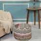 18" Rainbow and Gray Geometric Cylinder Pouf Ottoman