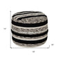 18" White Cotton Cylinder Striped Pouf Ottoman