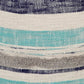 18" Blue Cotton Cylinder Striped Pouf Ottoman