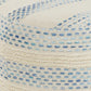 18" Ivory And Green Cotton Blend Round Striped Pouf Ottoman