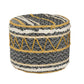 18" Black Cotton Cylinder Striped Pouf Ottoman