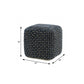 16" Black Upholstery Geometric Pouf Ottoman