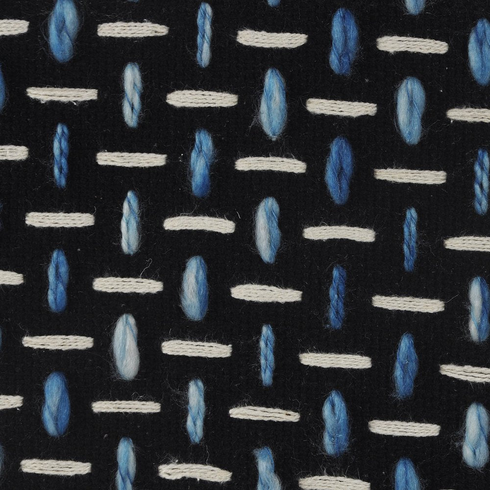 16" Black Fabric Geometric Pouf Ottoman