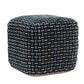 16" Black Upholstery Geometric Pouf Ottoman