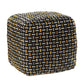 16" Black Fabric Geometric Pouf Ottoman