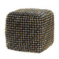16" Black Fabric Geometric Pouf Ottoman
