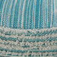 18" Blue Fabric Cylinder Striped Pouf Ottoman