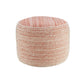 18" Pink Fabric Cylinder Striped Pouf Ottoman