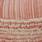 18" Blue Fabric Cylinder Striped Pouf Ottoman