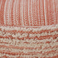 18" Pink Fabric Cylinder Striped Pouf Ottoman