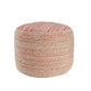 18" Pink Fabric Cylinder Striped Pouf Ottoman