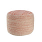 18" Blue Fabric Cylinder Striped Pouf Ottoman