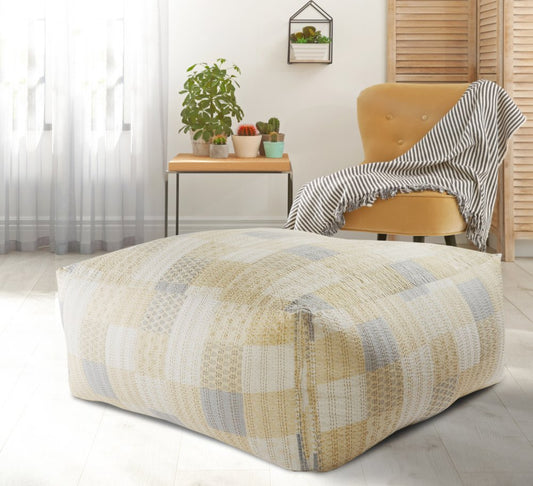 24" Red Patchwork Pouf Ottoman