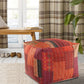 48" Cream Cotton Patchwork Pouf Ottoman