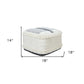 18" White Cotton Striped Pouf Ottoman
