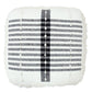 18" White Cotton Striped Pouf Ottoman