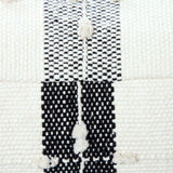 18" Black Cotton Striped Pouf Ottoman