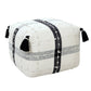 18" Black Cotton Striped Pouf Ottoman