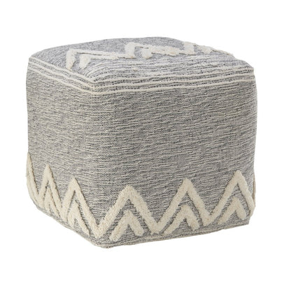 16" Gray Fabric Pouf Ottoman