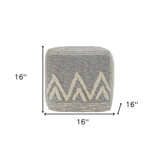 16" Gray Upholstery Pouf Ottoman