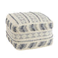18" Blue Striped Pouf Ottoman