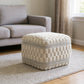 18" Beige Geometric Pouf Ottoman