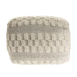 18" Beige Geometric Pouf Ottoman