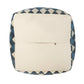 20" Blue Cotton Geometric Pouf Ottoman