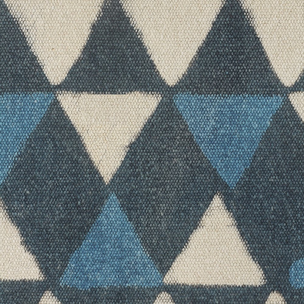 20" Blue Cotton Geometric Pouf Ottoman