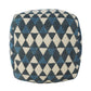 20" Blue Cotton Geometric Pouf Ottoman
