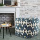 20" Blue Cotton Geometric Pouf Ottoman