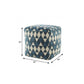 20" Blue Cotton Geometric Pouf Ottoman