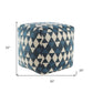 20" Blue Cotton Geometric Pouf Ottoman