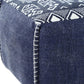 18" Blue Cotton Geometric Pouf Ottoman