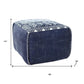 18" Blue Cotton Geometric Pouf Ottoman