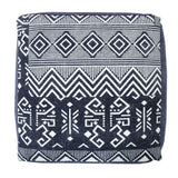 18" Blue Cotton Geometric Pouf Ottoman
