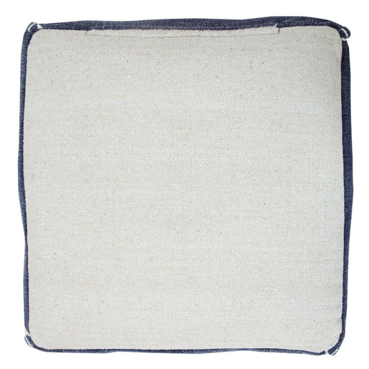 18" Blue Cotton Geometric Pouf Ottoman
