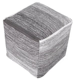 16" Gray Cotton Striped Pouf Ottoman