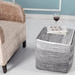 16" Gray Cotton Striped Pouf Ottoman