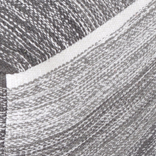 16" Gray Cotton Striped Pouf Ottoman