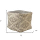 20" Beige Cotton Tribal Pouf Ottoman
