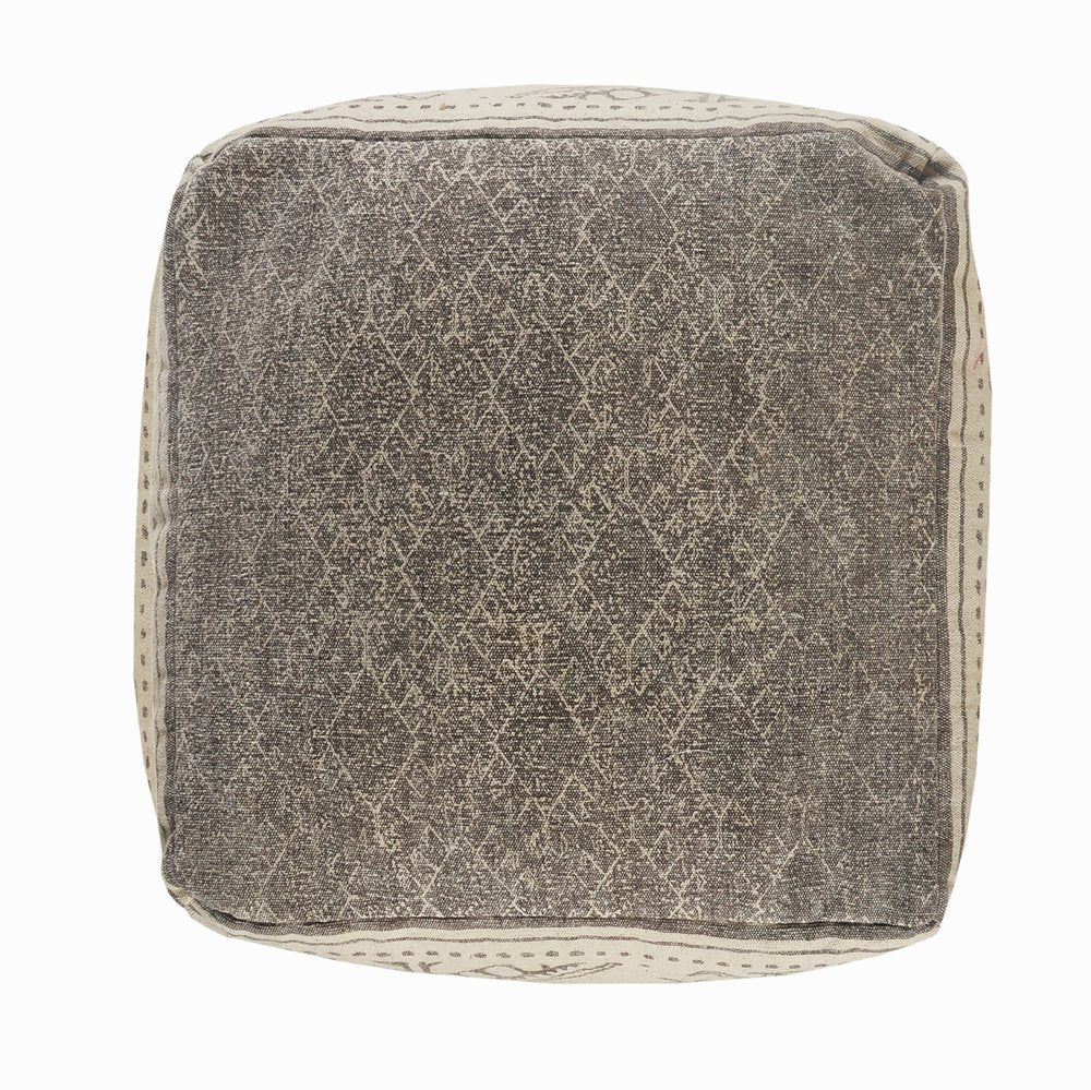 20" Beige Cotton Tribal Pouf Ottoman