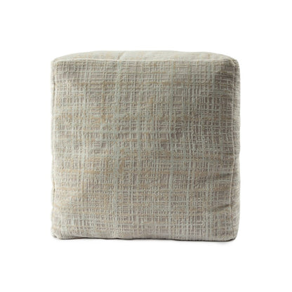 18" Beige Abstract Pouf Ottoman
