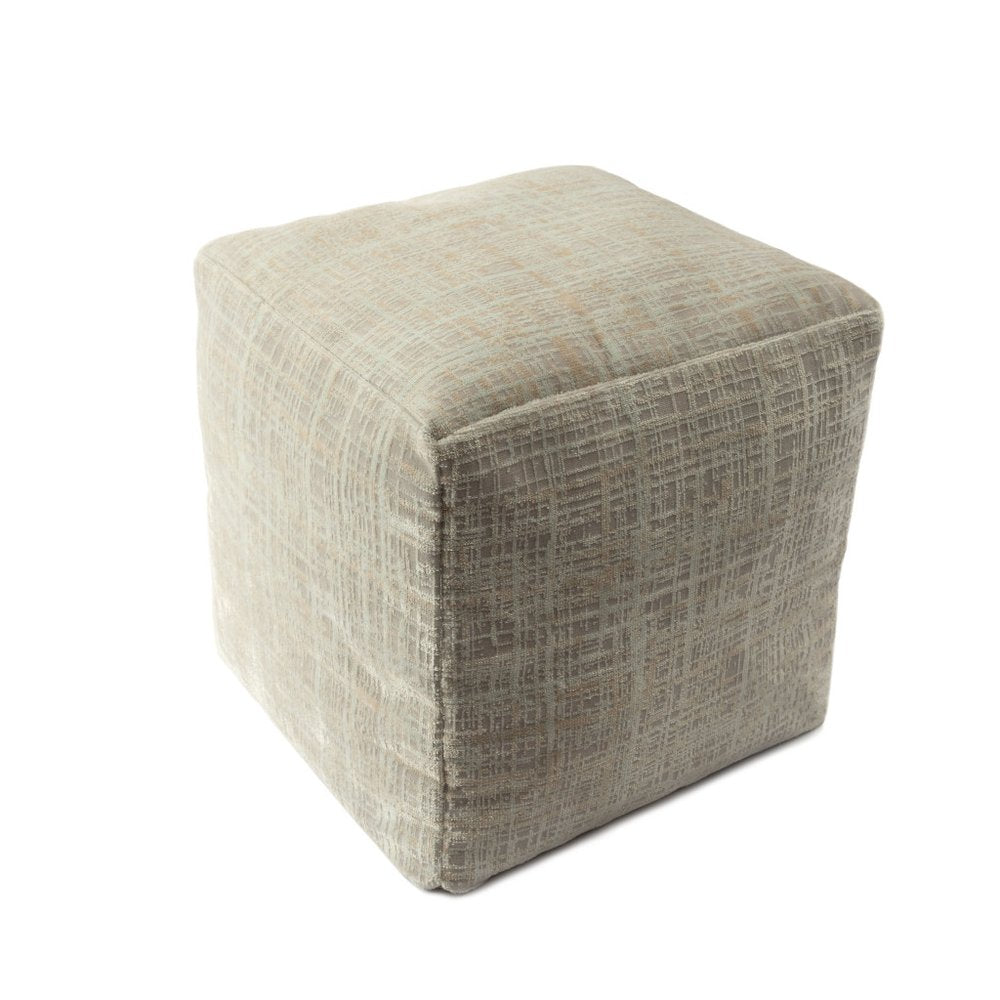 18" Beige Abstract Pouf Ottoman