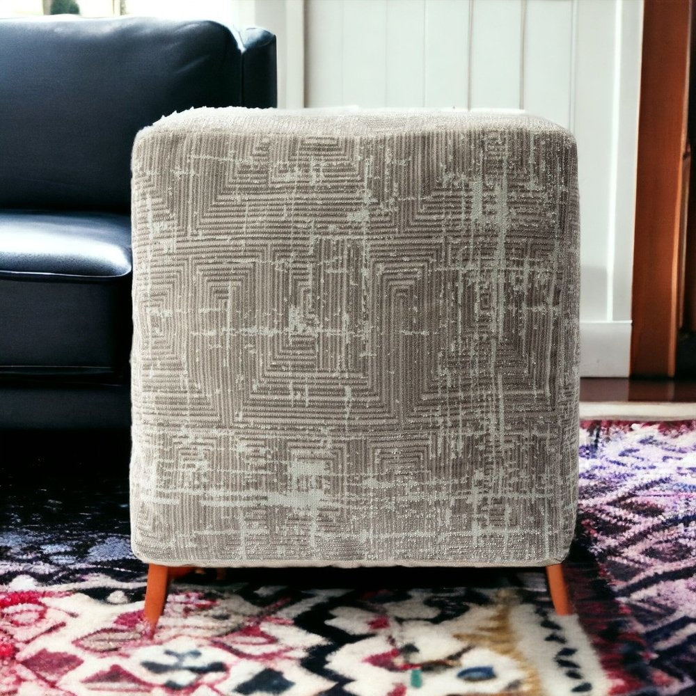18" Gray Geometric Pouf Ottoman