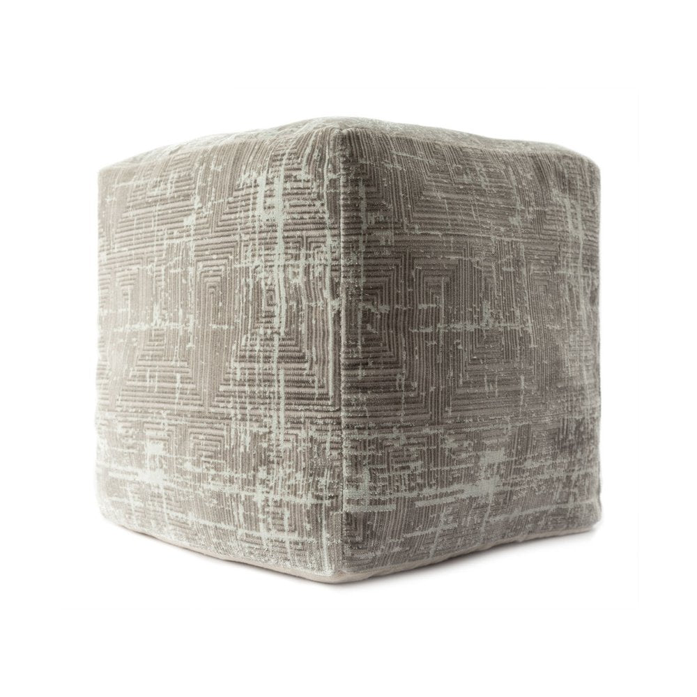18" Gray Geometric Pouf Ottoman